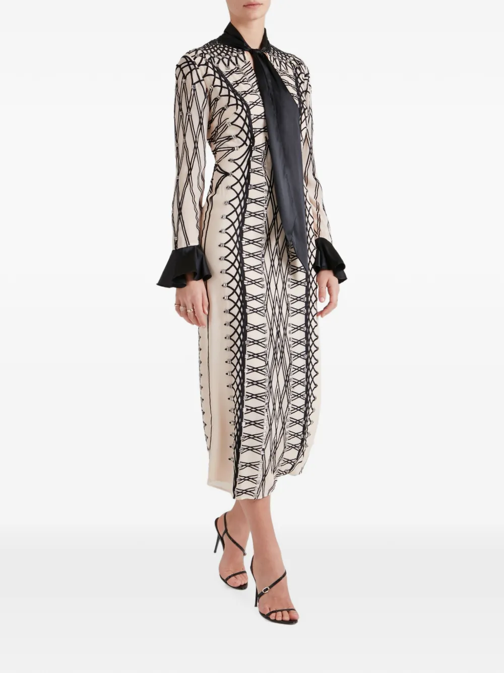 Temperley London Cressida midi-jurk met strik Beige