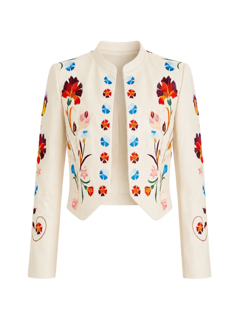 Temperley London Toledo floral-embroidered leather jacket - Nude