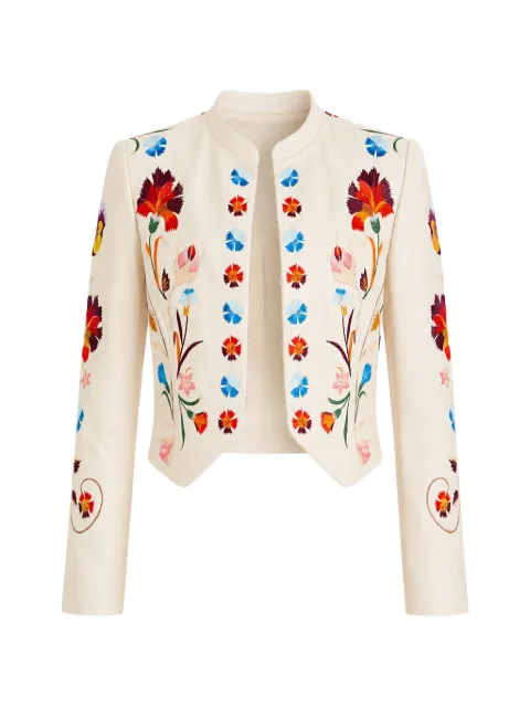 Temperley London veste en cuir à fleurs brodées Toledo