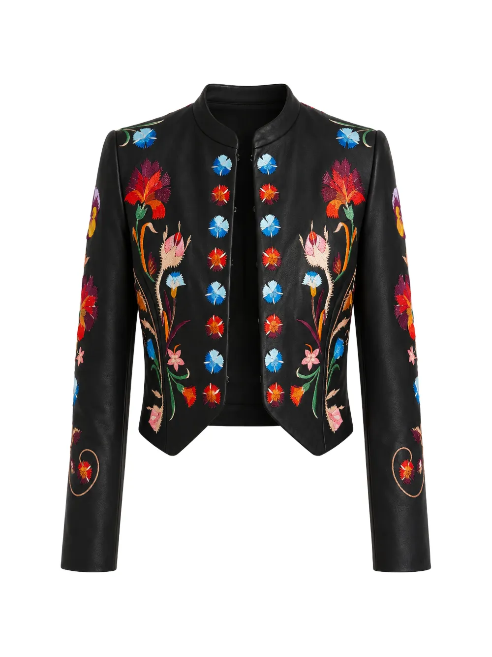 Temperley London Toledo floral-embroidered leather jacket - Schwarz
