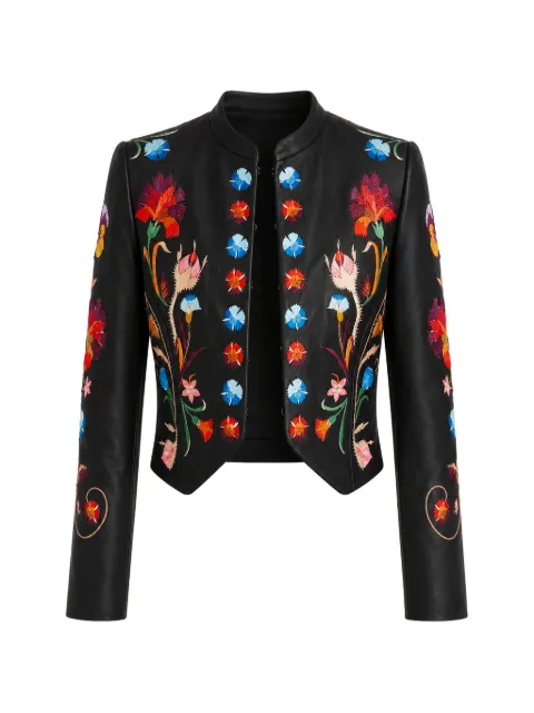 Temperley London veste en cuir à fleurs brodées Toledo
