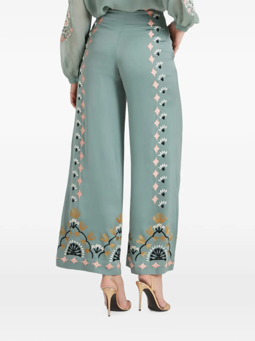 Temperley London Rosalba broek met borduurwerk Groen
