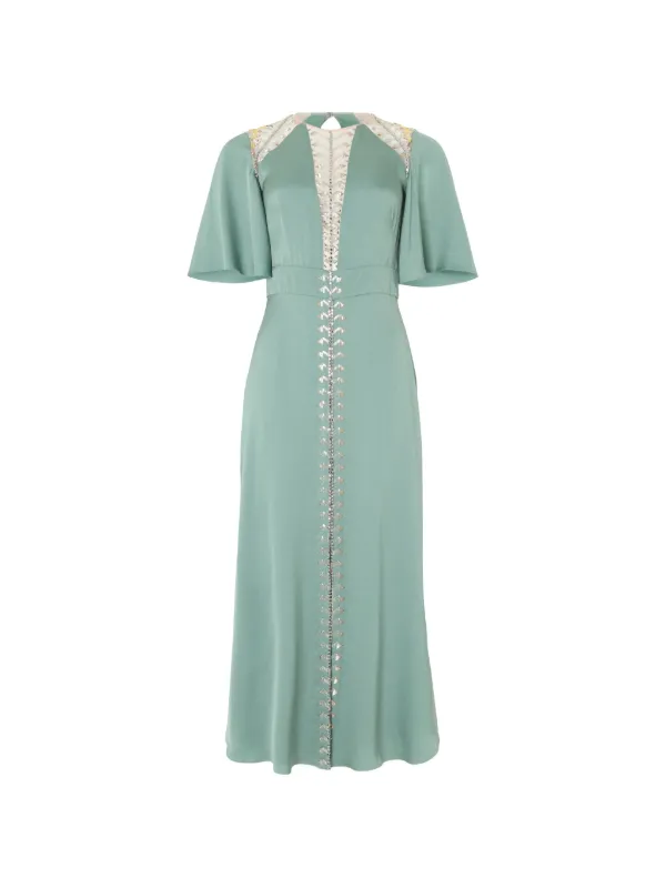 temperley green dress London - Wildlife Cocktail - Jade wedding guest formal dress