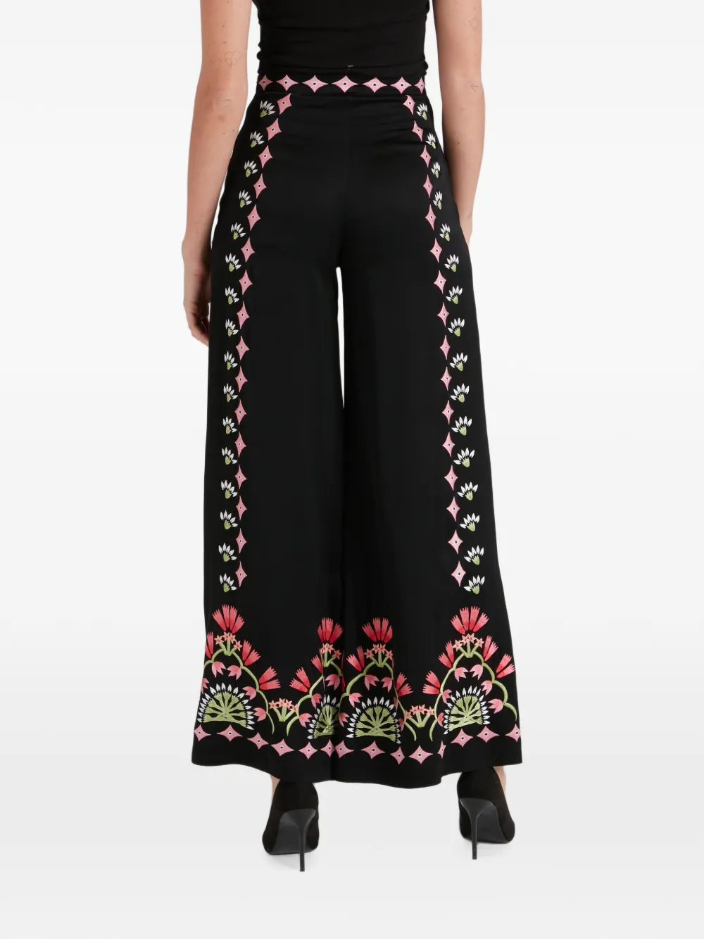 Temperley London Rosalba palazzo broek met borduurwerk Zwart
