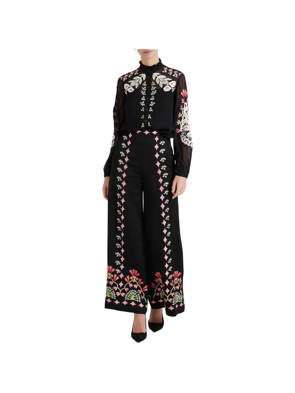 Temperley London Rosalba palazzo broek met borduurwerk Zwart