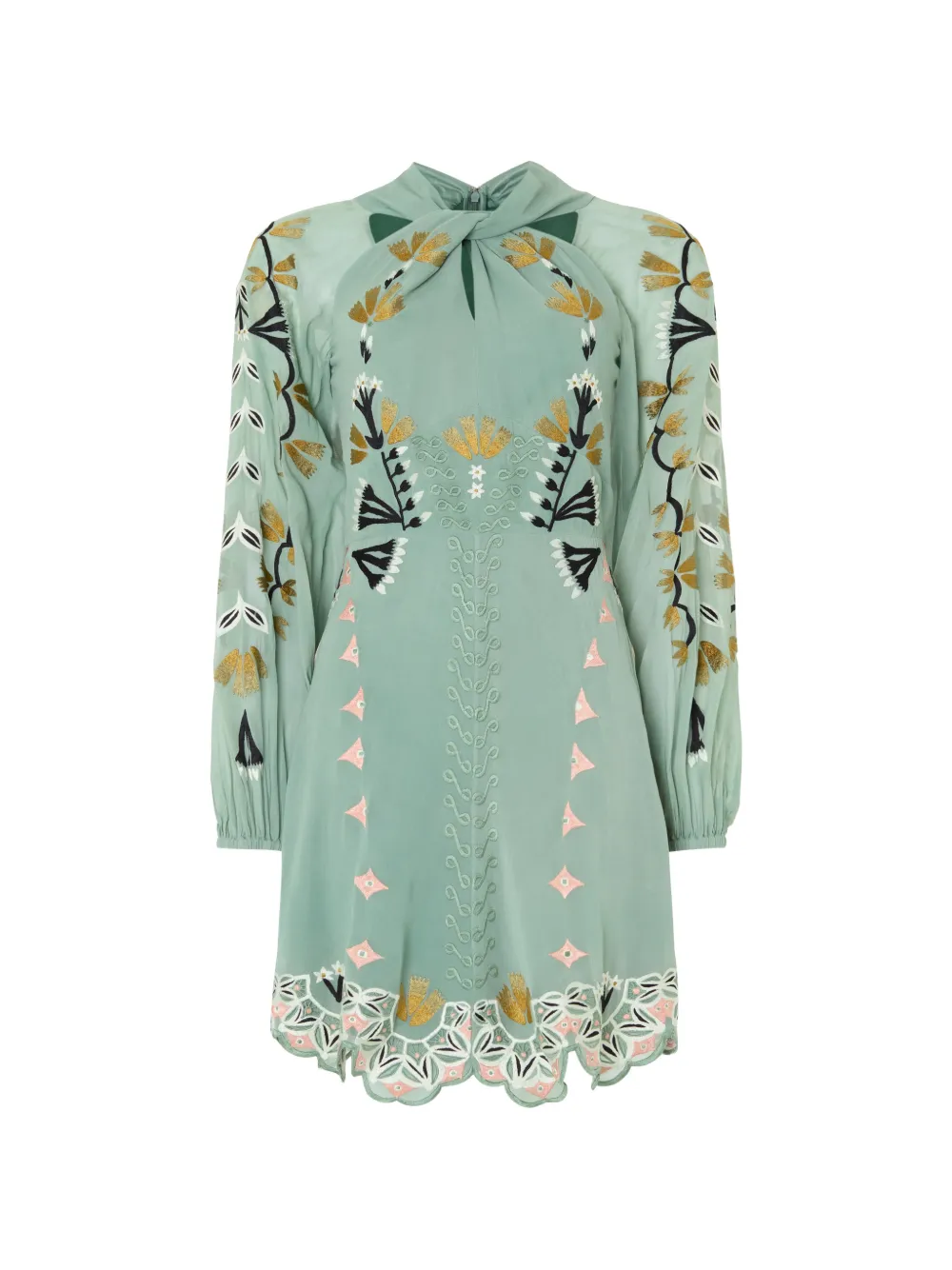 Temperley London embroidered scalloped-edge mini dress