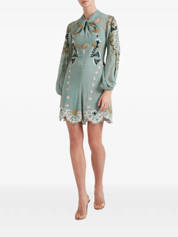 temperley london green dress Embroidered scalloped-edge Mini | Ezgi