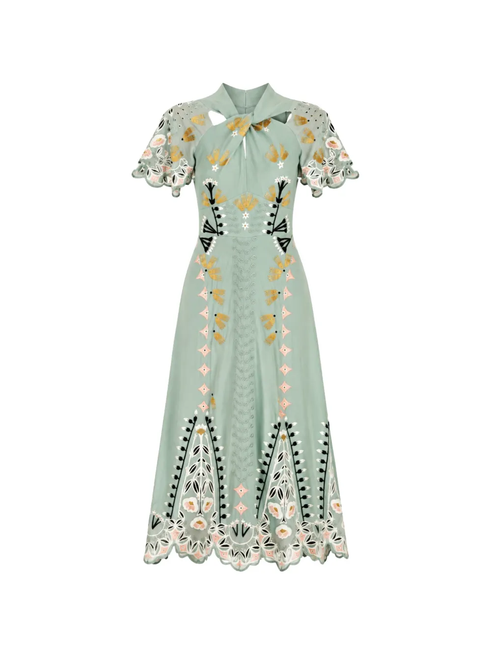 Temperley London embroidered scalloped-edge midi dress