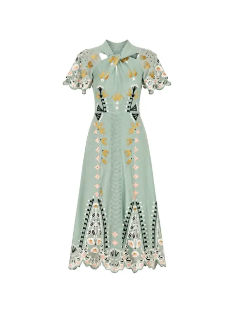 Temperley London embroidered scalloped-edge midi dress