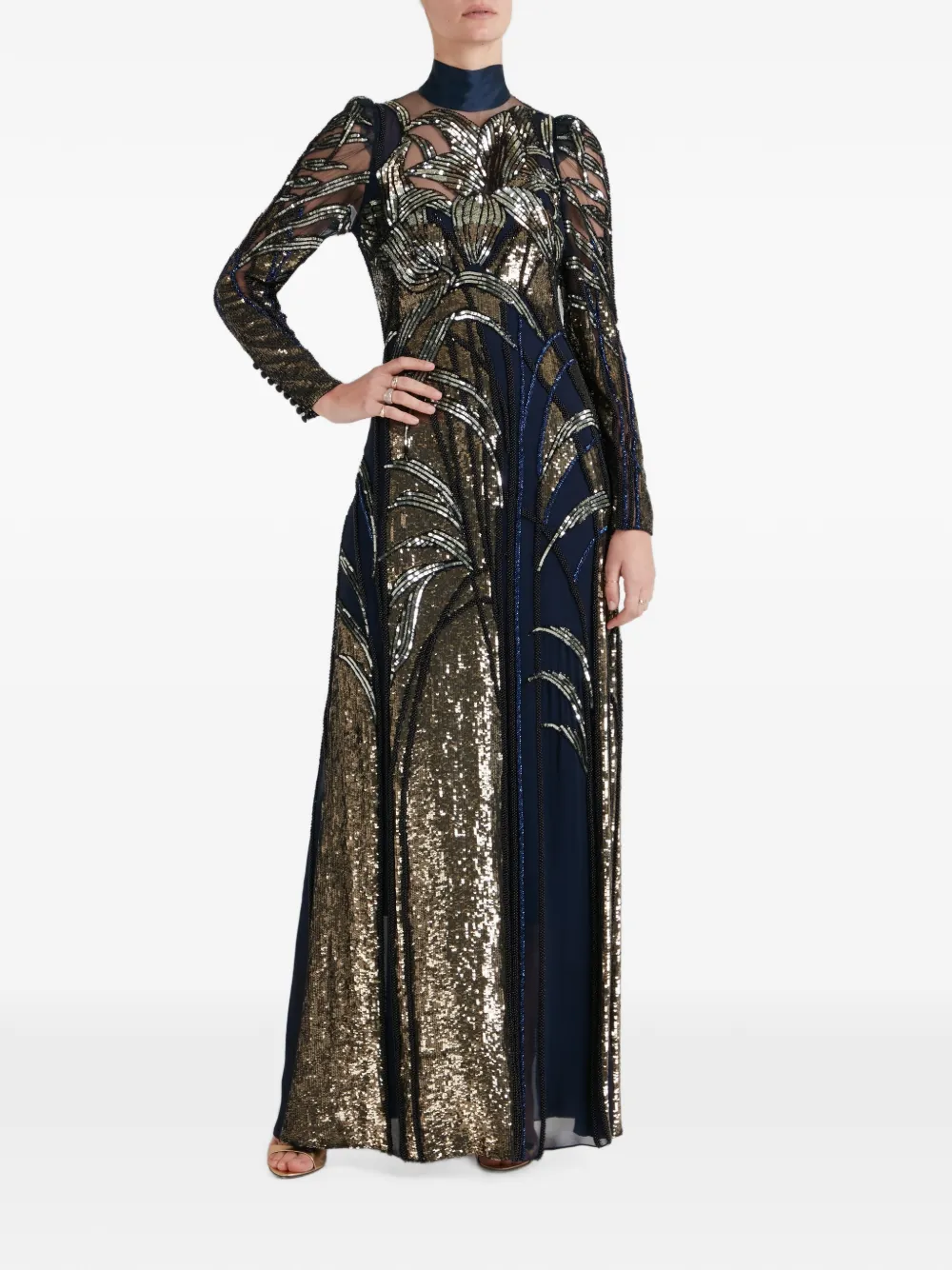 Temperley London Mariana avondjurk verfraaid met pailletten Blauw