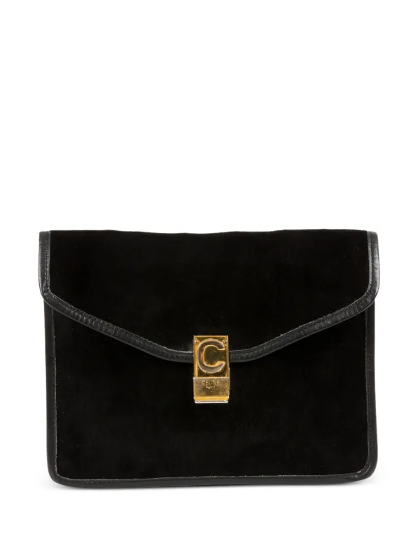 Celine Pre-owned 1970s C Logo Clutch Bag in Black