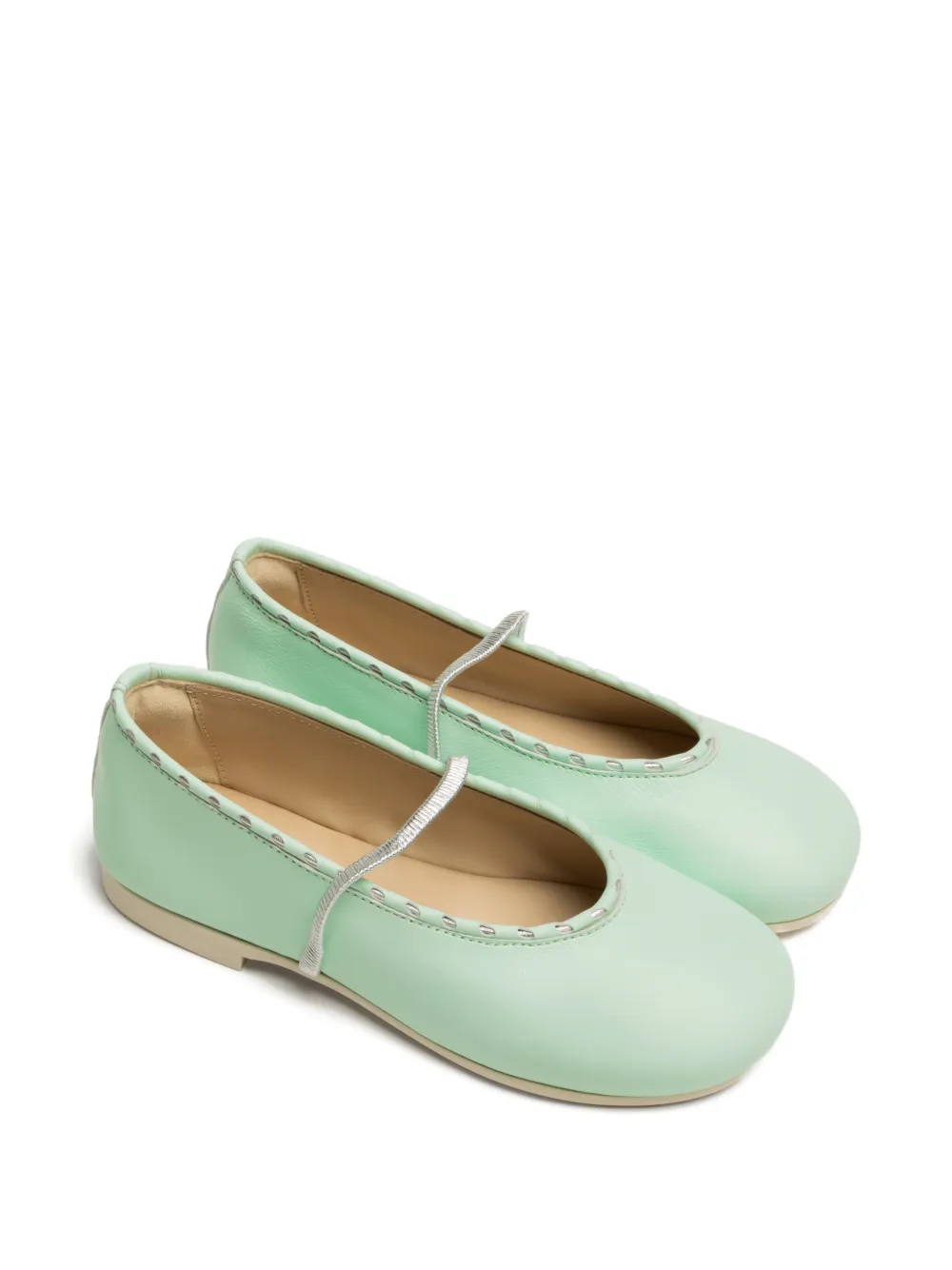 Tales of Two Guli leren ballerina's met metallic bandje Groen