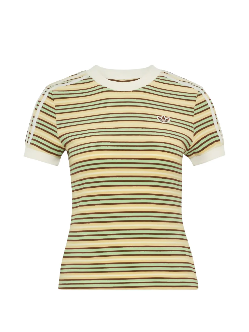 adidas Summer Glow striped logo-embroidered T-shirt · 2XS