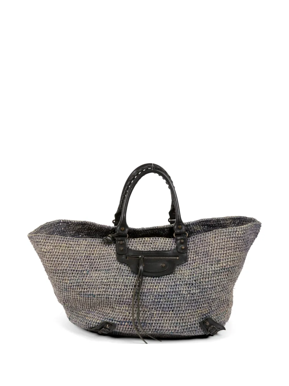 Balenciaga Pre-Owned 2010s raffia basket tote bag - Grigio