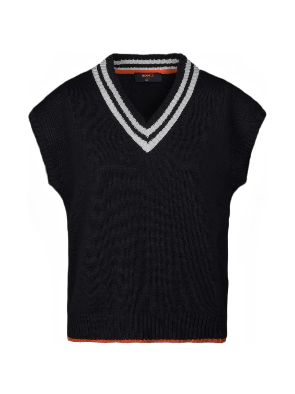 Moorer striped V-neck vest - Blu