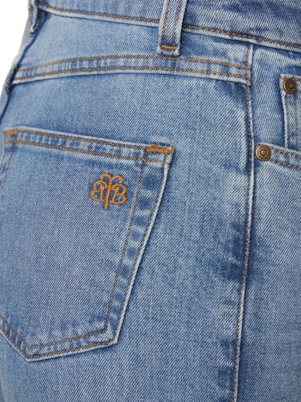 Brooks Brothers Jeans met geborduurd logo en riemlus Blauw