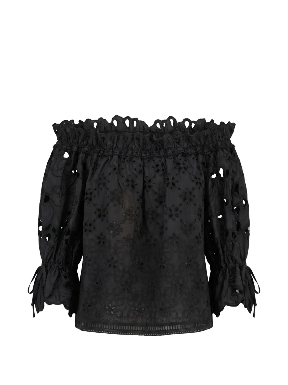 Ermanno Scervino Broderie anglaise off-shoulder blouse Zwart