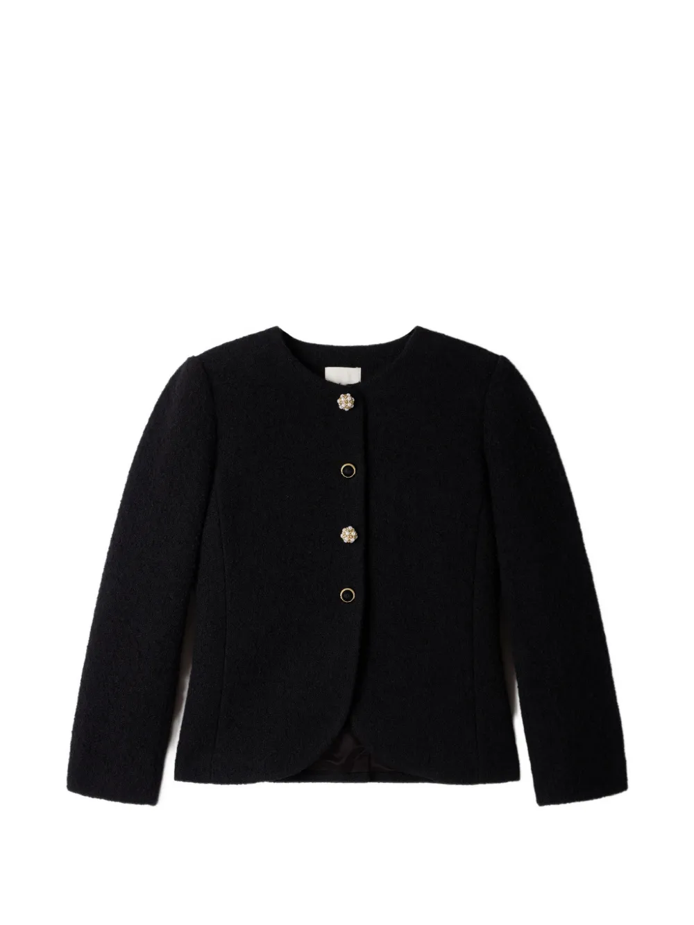 SANDRO jewel-button round-neck blazer - Black