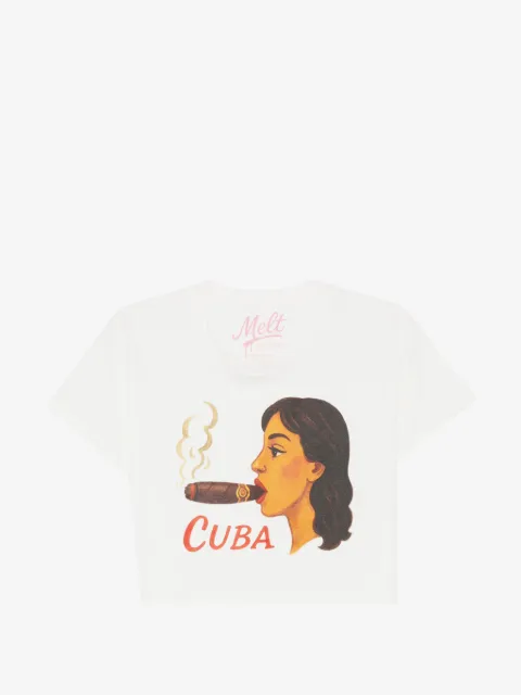 Melt graphic-print cropped T-shirt