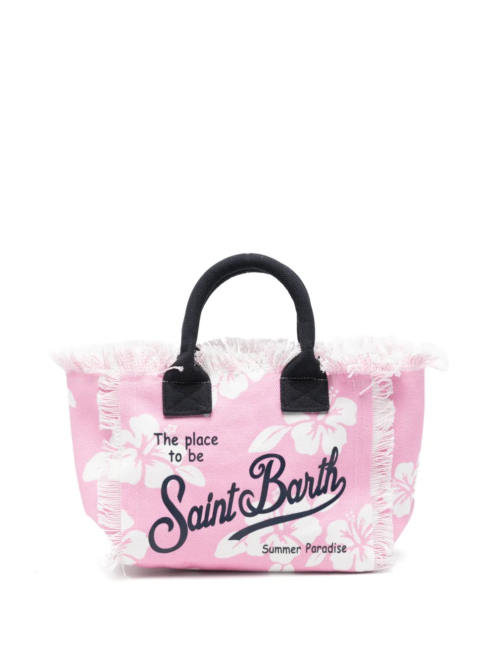 MC2 Saint Barth Colette shopper met bloe -print en franje Roze