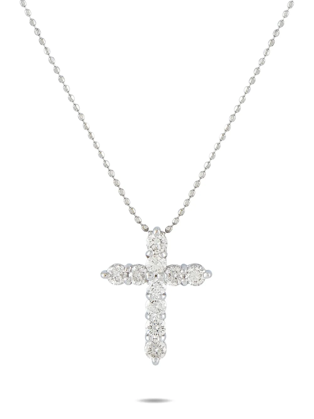 Pre-owned Lb Exclusive Cross Diamond Necklace In Silver