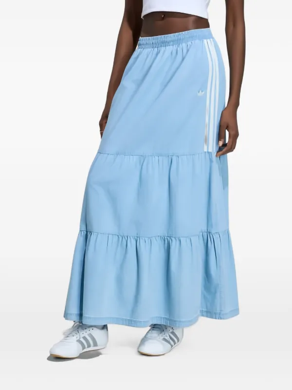 Adidas Tiered side-stripe Maxi Skirt | Blue | FARFETCH