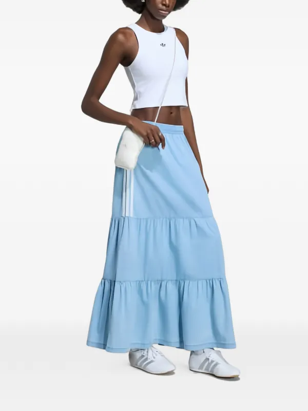 Adidas Tiered side-stripe Maxi Skirt | Blue | FARFETCH