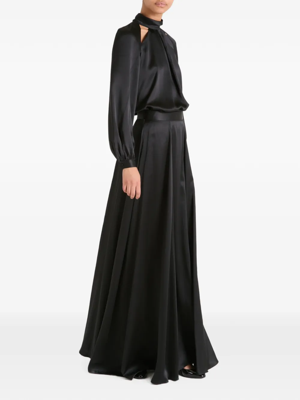 Temperley London Amerie satijnen maxi-rok met plooien Zwart