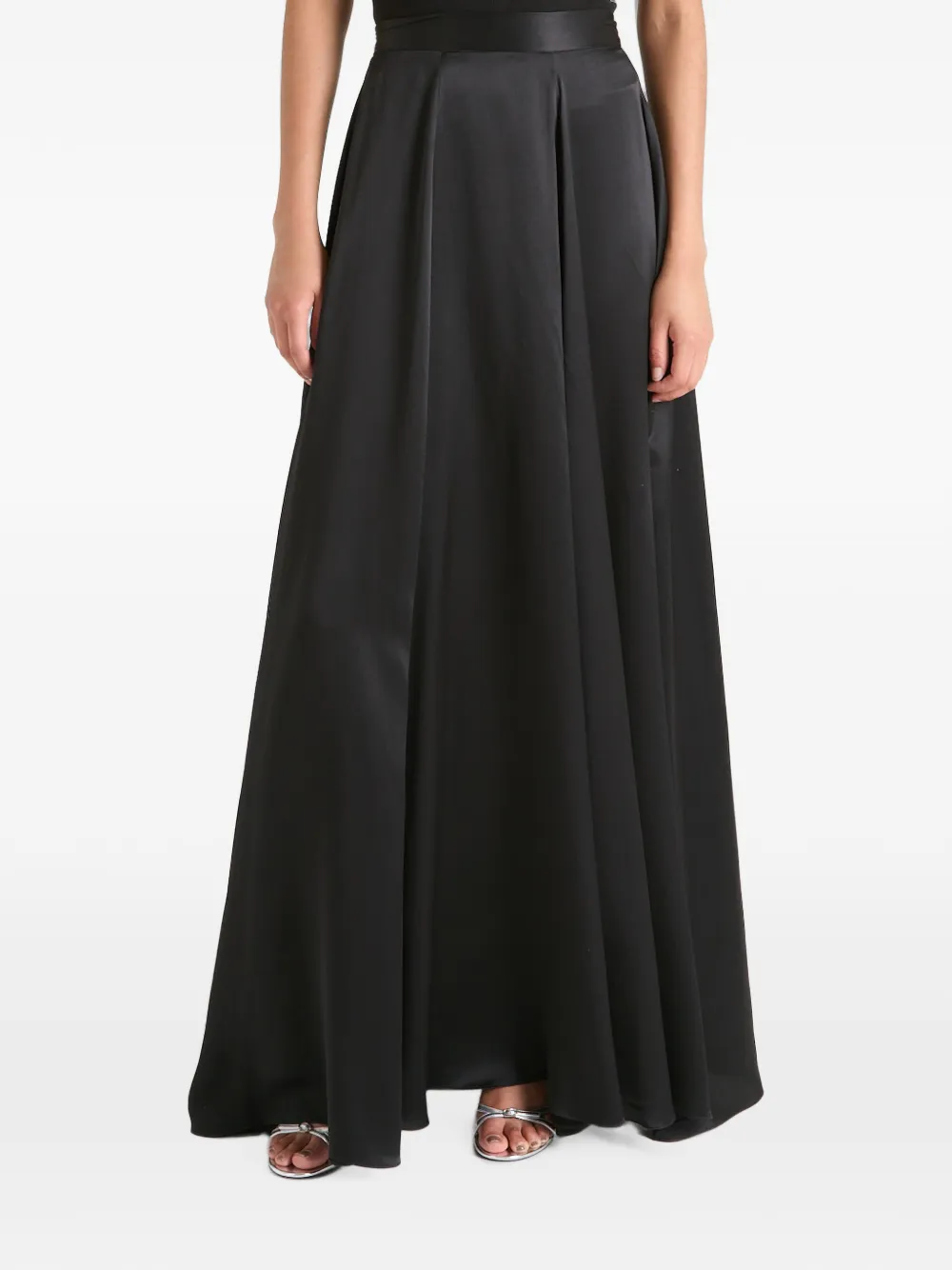 Temperley London Amerie satijnen maxi-rok met plooien Zwart