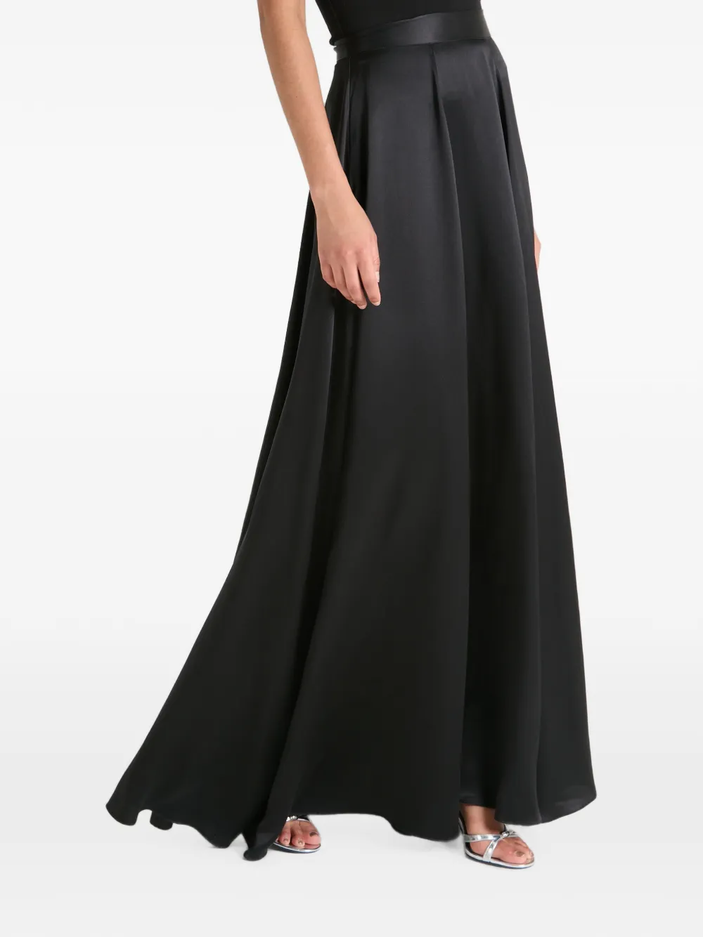 Temperley London Amerie satijnen maxi-rok met plooien Zwart