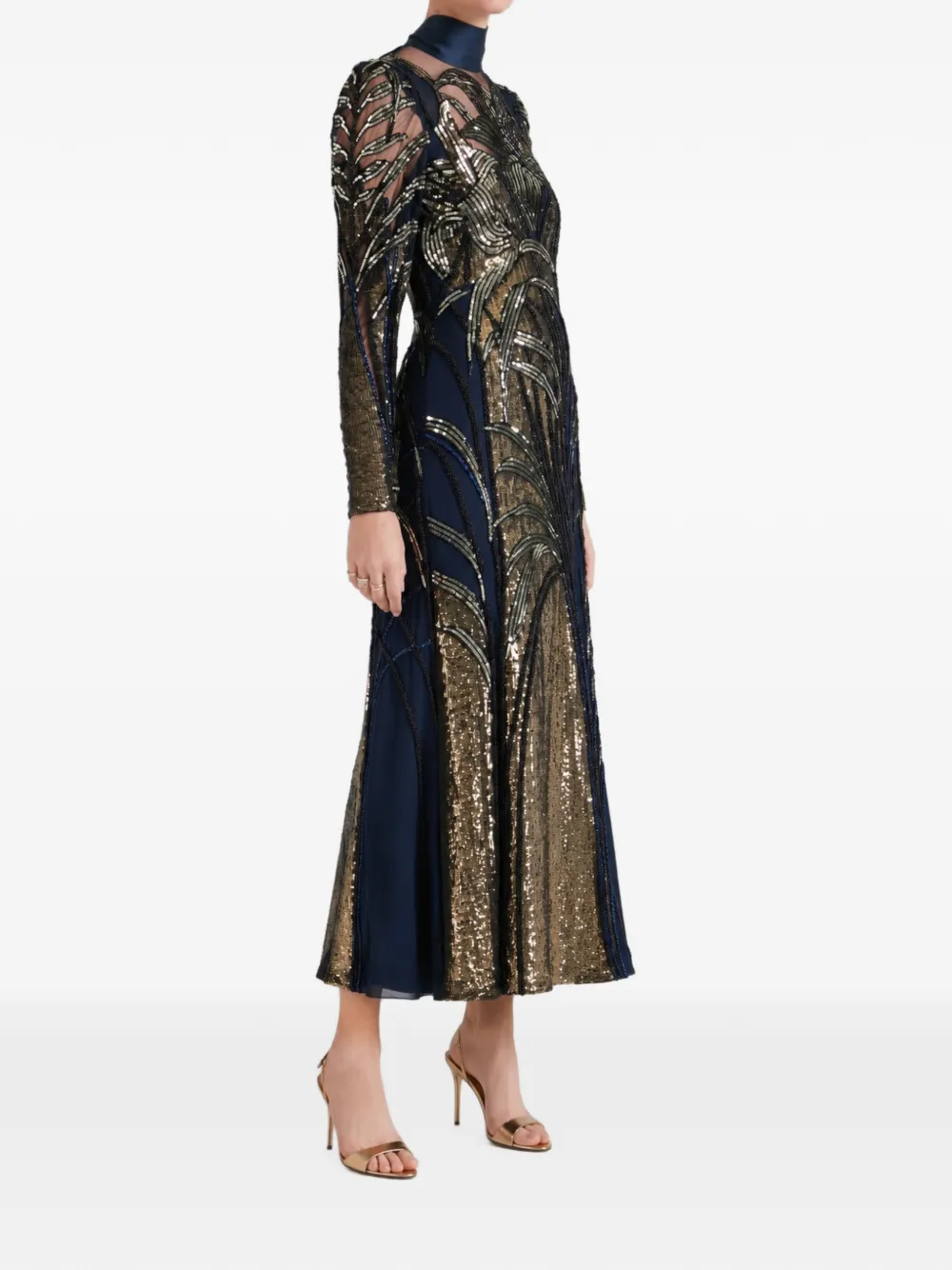 Temperley London Marianna maxi-jurk verfraaid met pailletten Goud