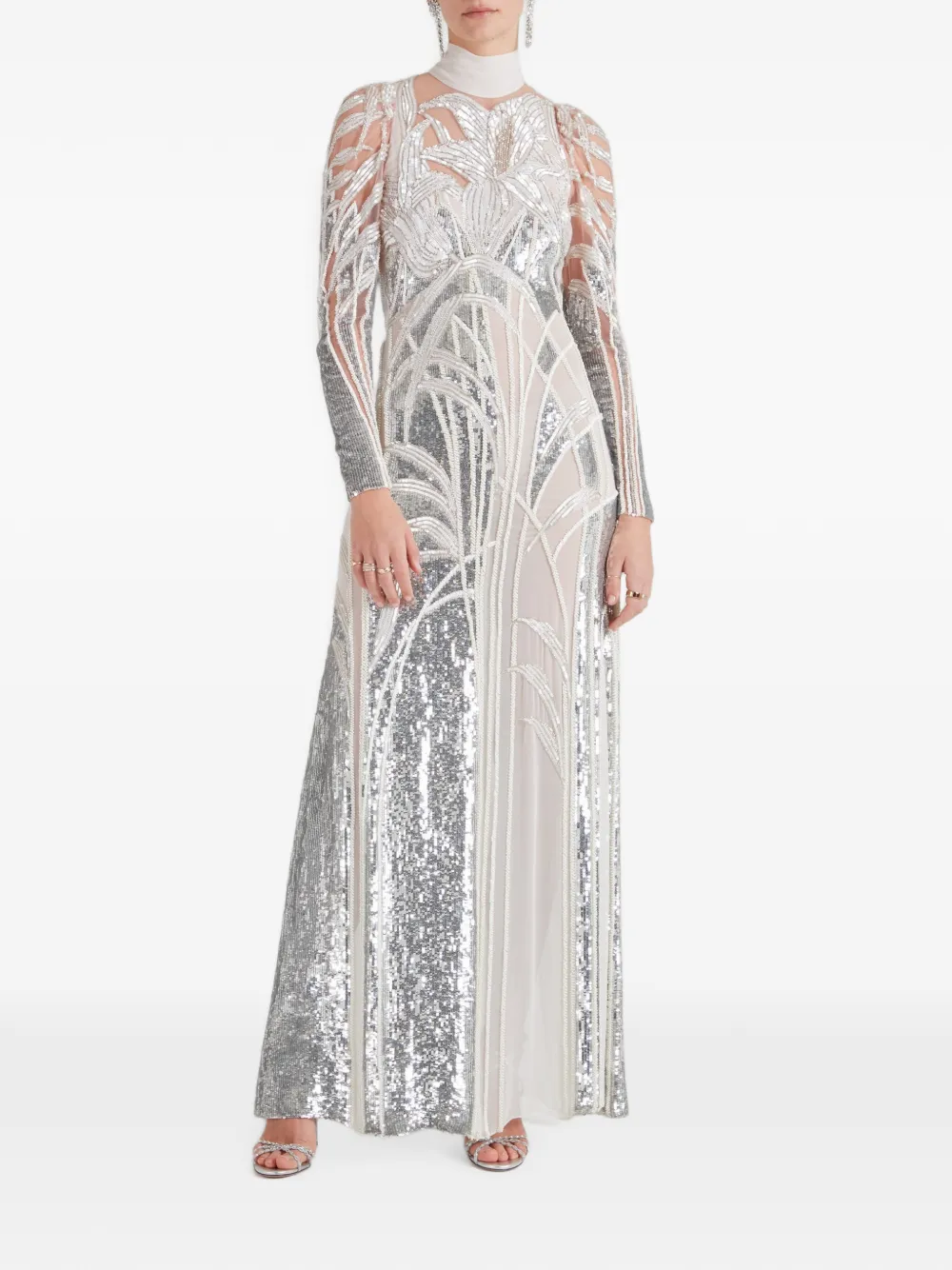 Temperley London Mariana avondjurk verfraaid met pailletten Zilver