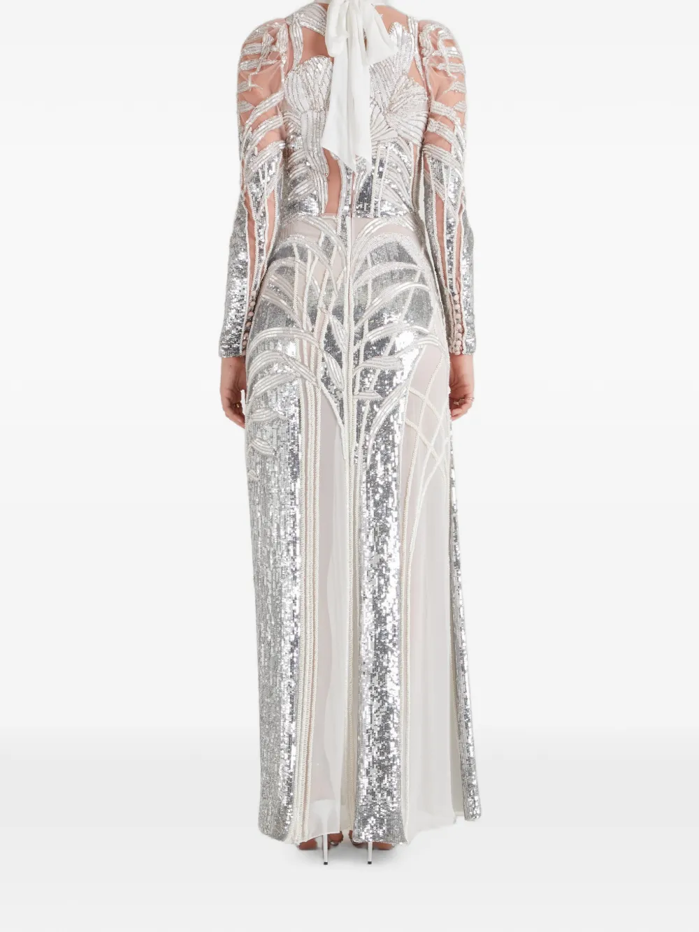 Temperley London Mariana avondjurk verfraaid met pailletten Zilver