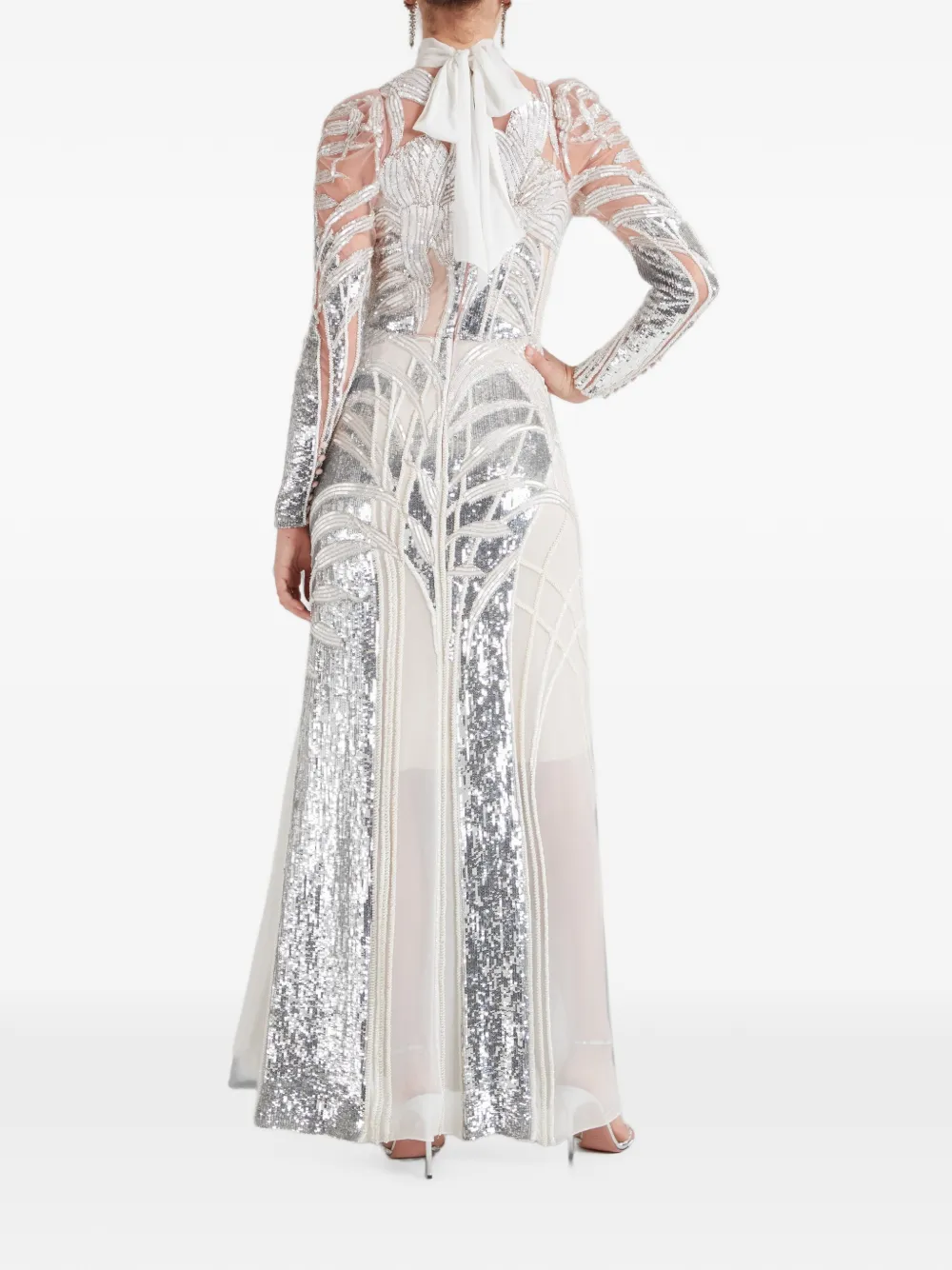 Temperley London Mariana avondjurk verfraaid met pailletten Zilver