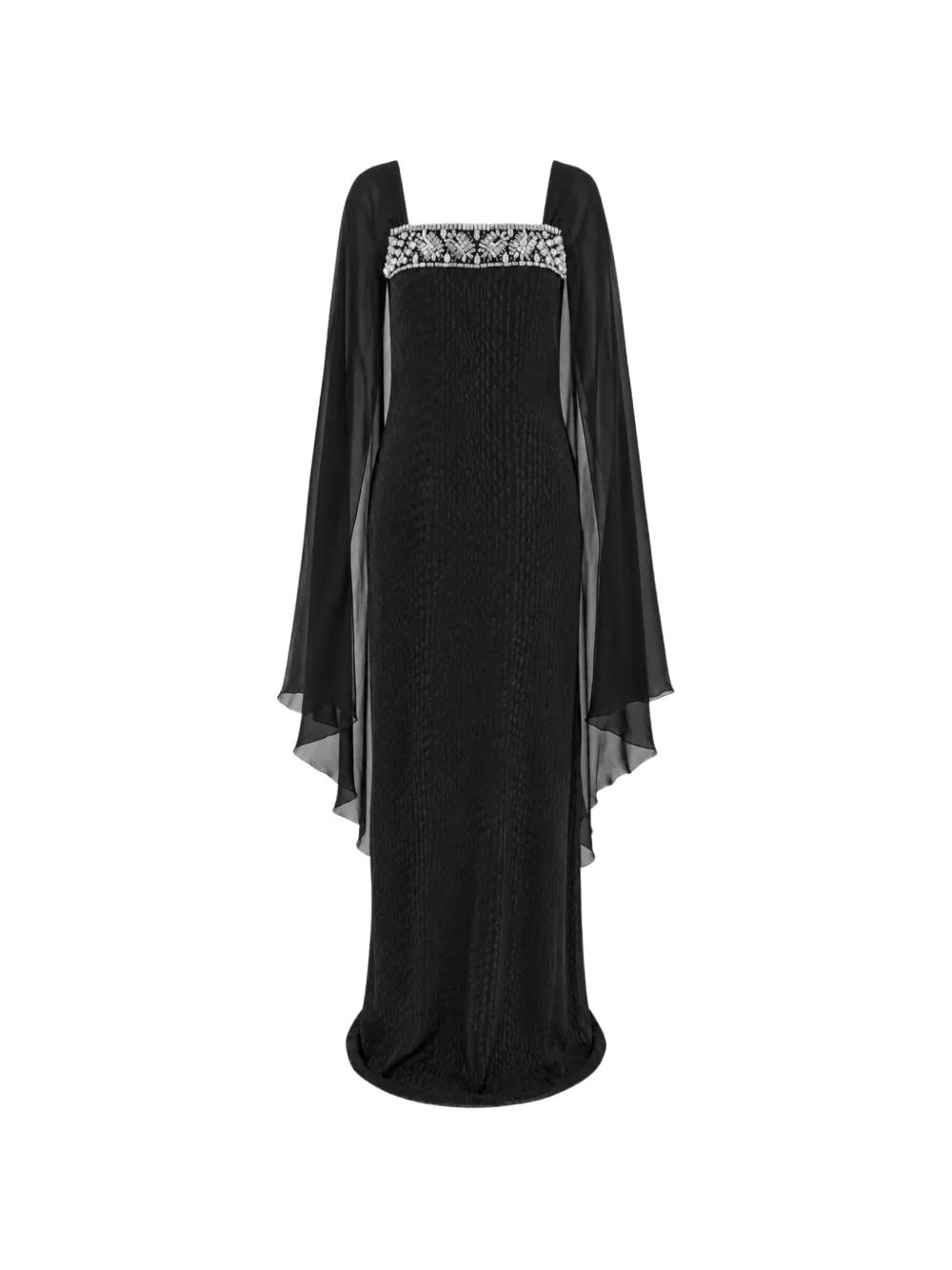 Temperley London Pyramus crystal-embellished cape gown maxi dress - Black