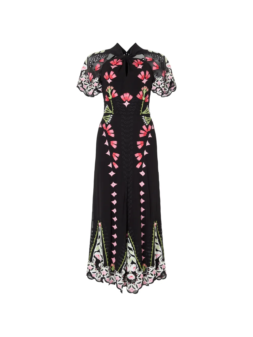 Temperley London Rosalba midi-jurk met geborduurde bloemen Zwart