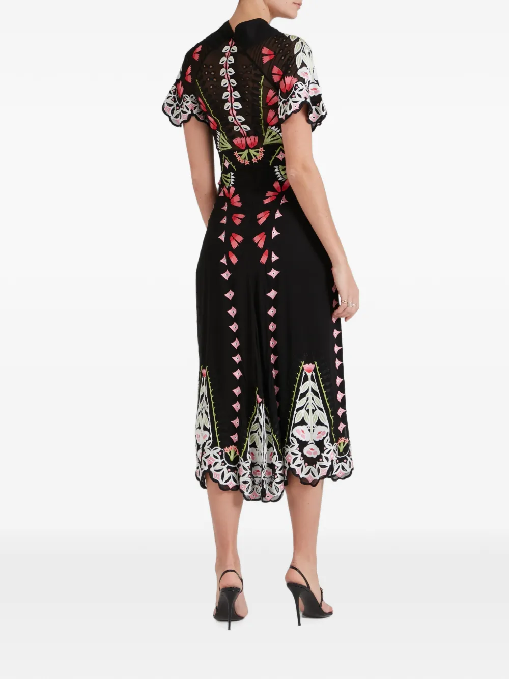 Temperley London Rosalba midi-jurk met geborduurde bloemen Zwart