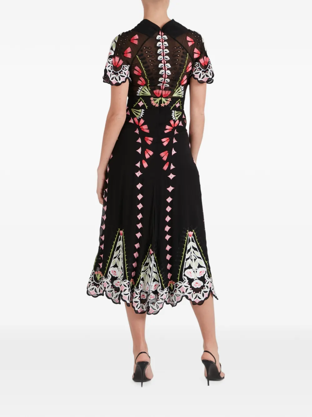 Temperley London Rosalba midi-jurk met geborduurde bloemen Zwart