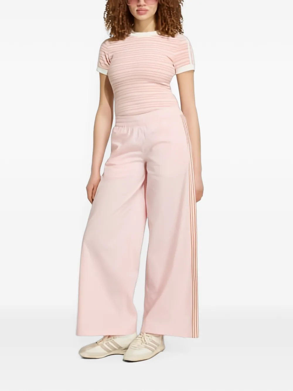 adidas Summer Glow broek met wijde pijpen en zijstreep Roze