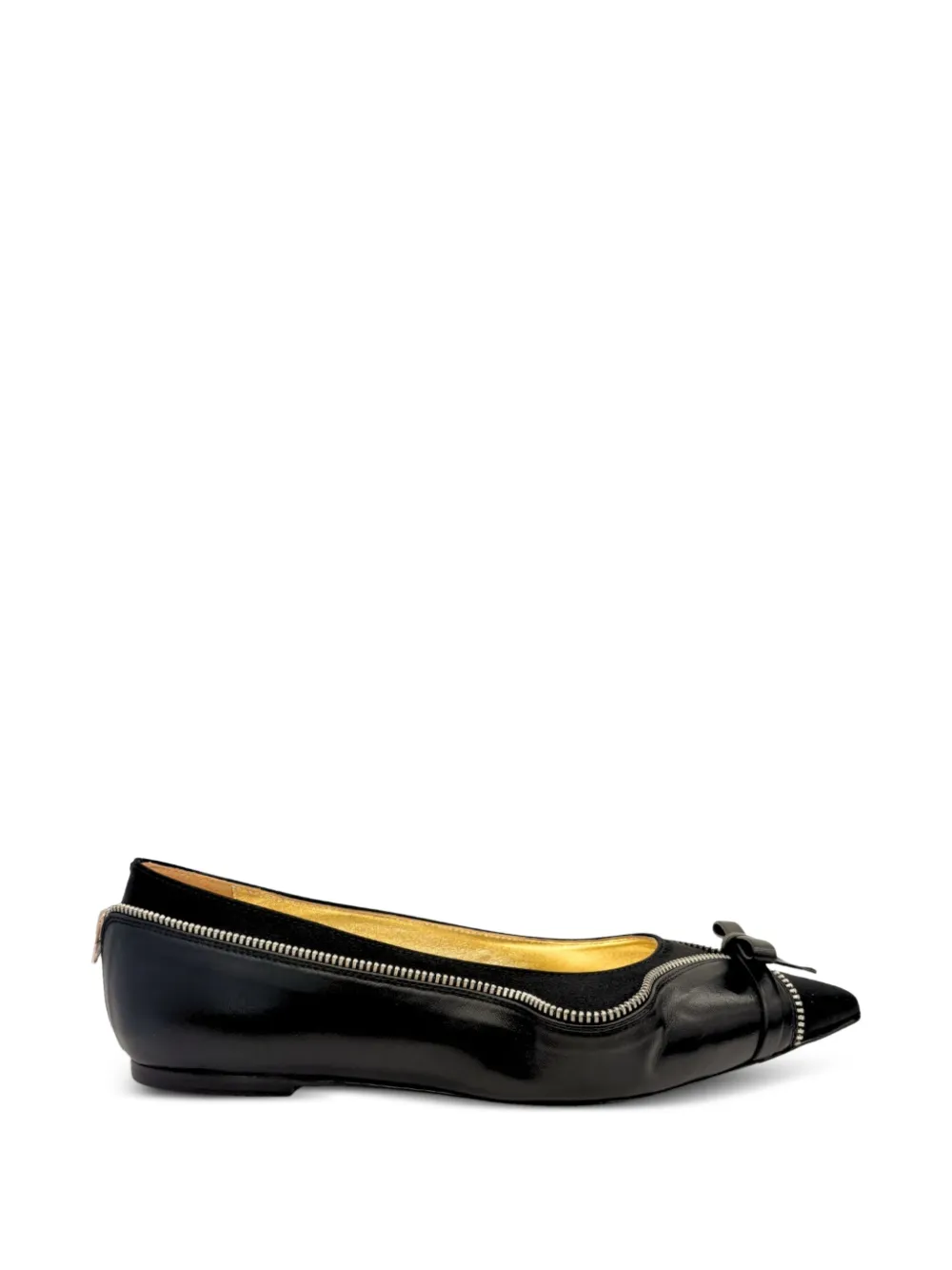 August Barron Unzipped bow-detail ballet flats - Nero