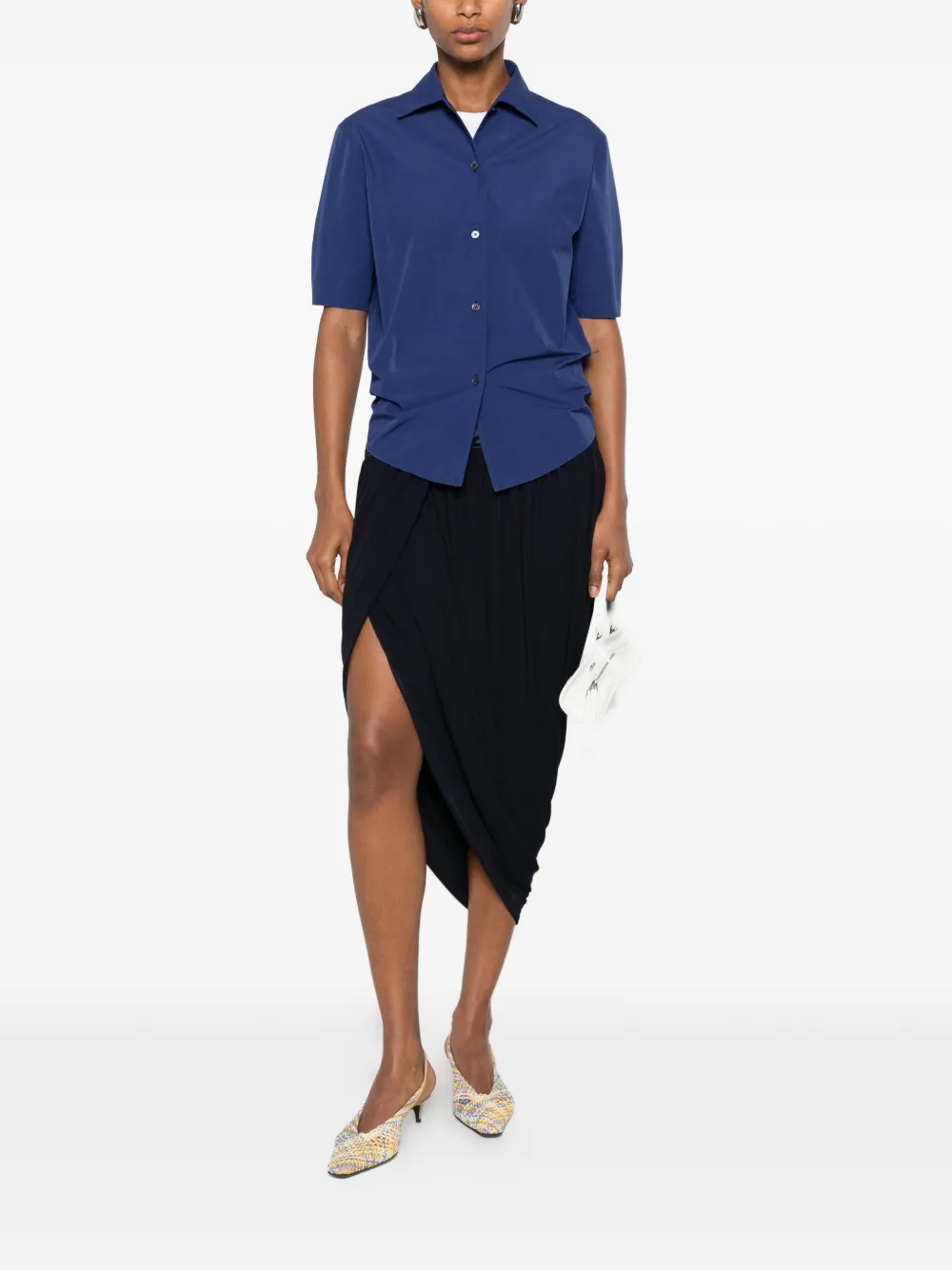 Jil Sander blouse met korte mouwen Blauw