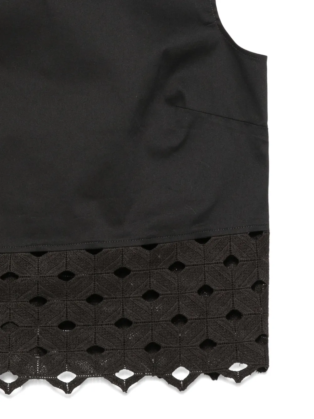  Max Mara Top Con Bordado Inglés - Negro 