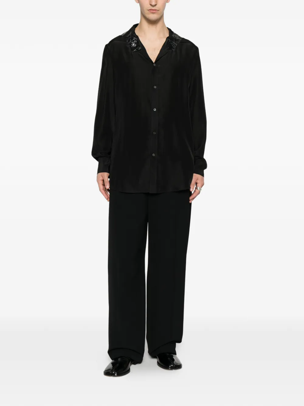 Maison Margiela Overhemd met banddetail en lange mouwen Zwart