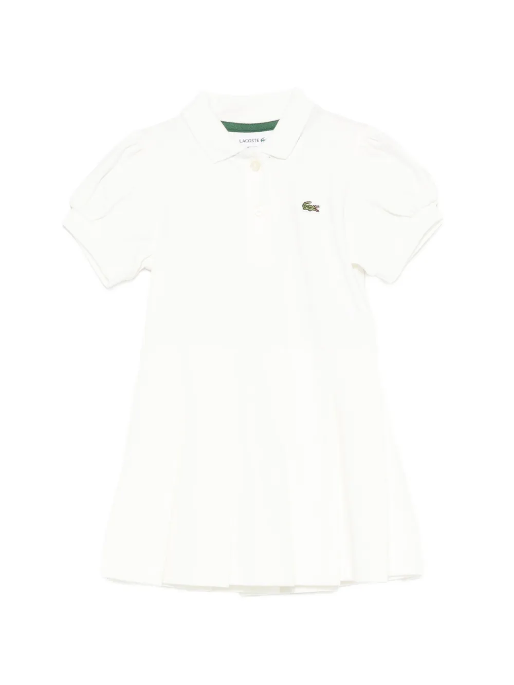 Lacoste pleated puff-sleeve dress - Nude