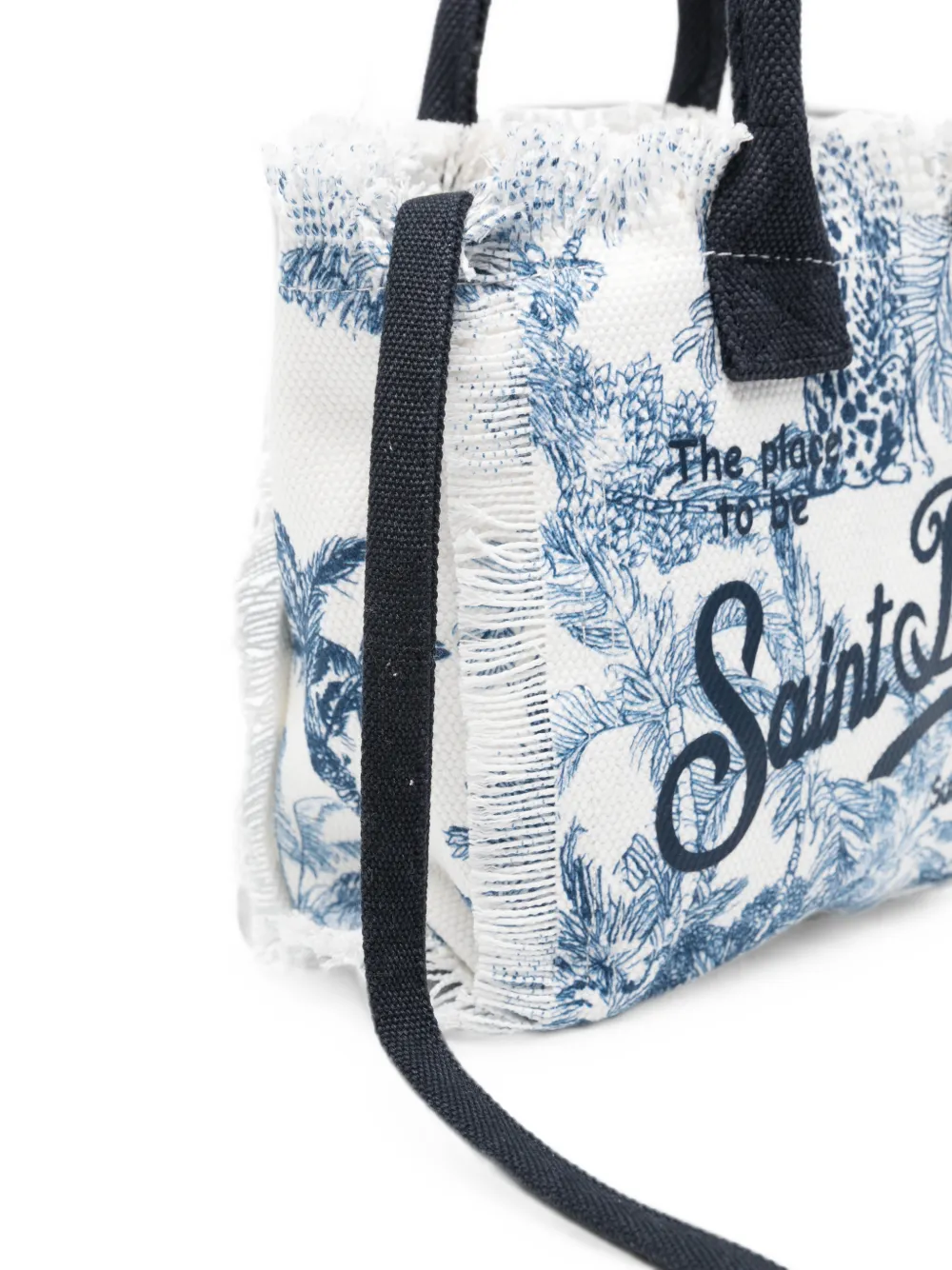 MC2 Saint Barth Kids Vanity mini-shopper met franje en logo-print Wit
