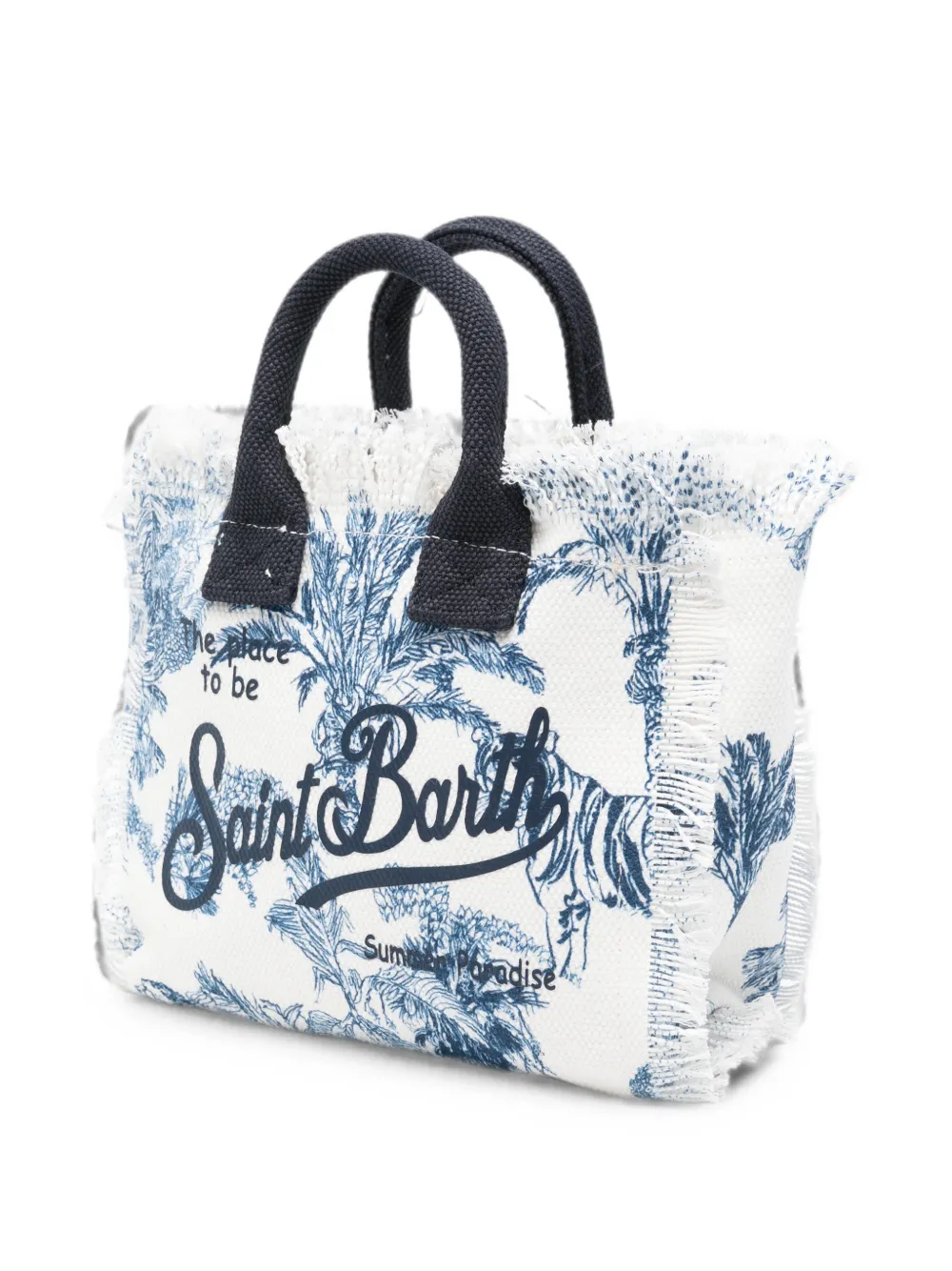 MC2 Saint Barth Kids Vanity mini-shopper met franje en logo-print Wit