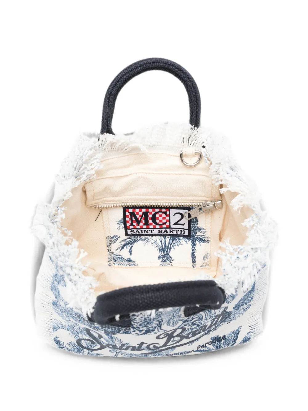 MC2 Saint Barth Kids Vanity mini-shopper met franje en logo-print Wit