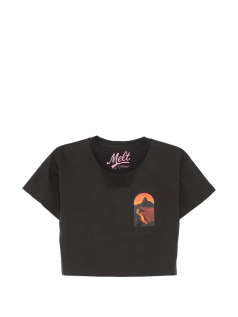 Melt graphic-print cropped T-shirt