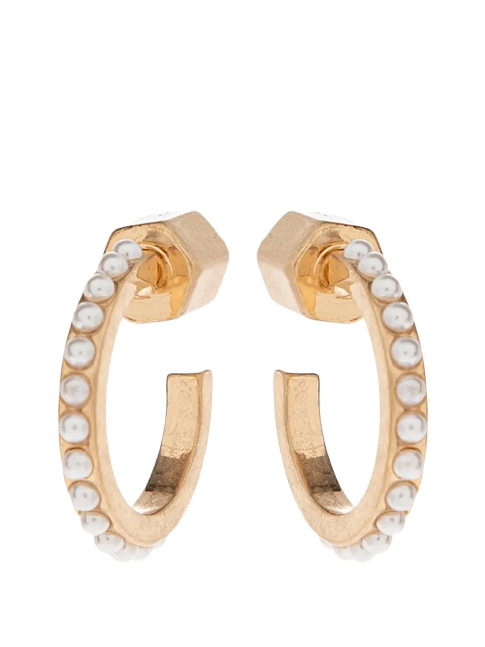 Allsaints Faux-pearl Hexagonal-stud Earrings In Gold