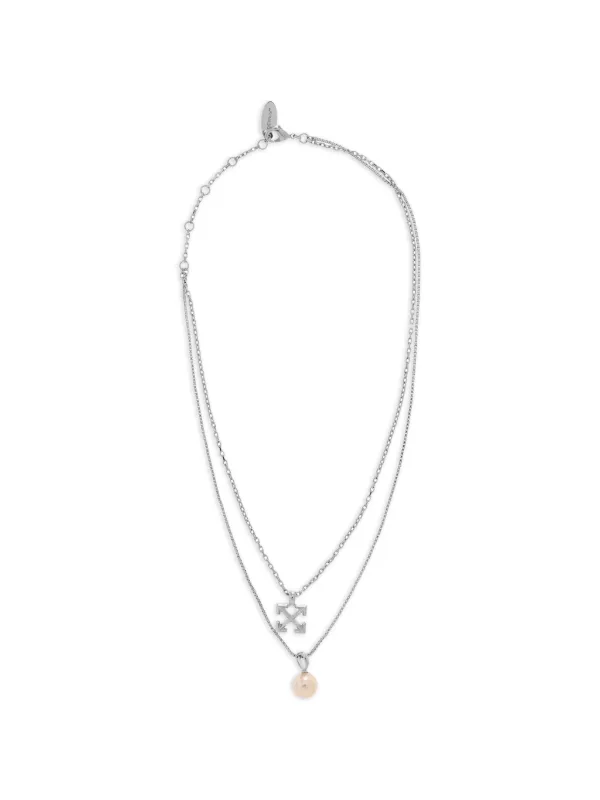 Off-White Arrows Faux-pearl Necklace in Silver